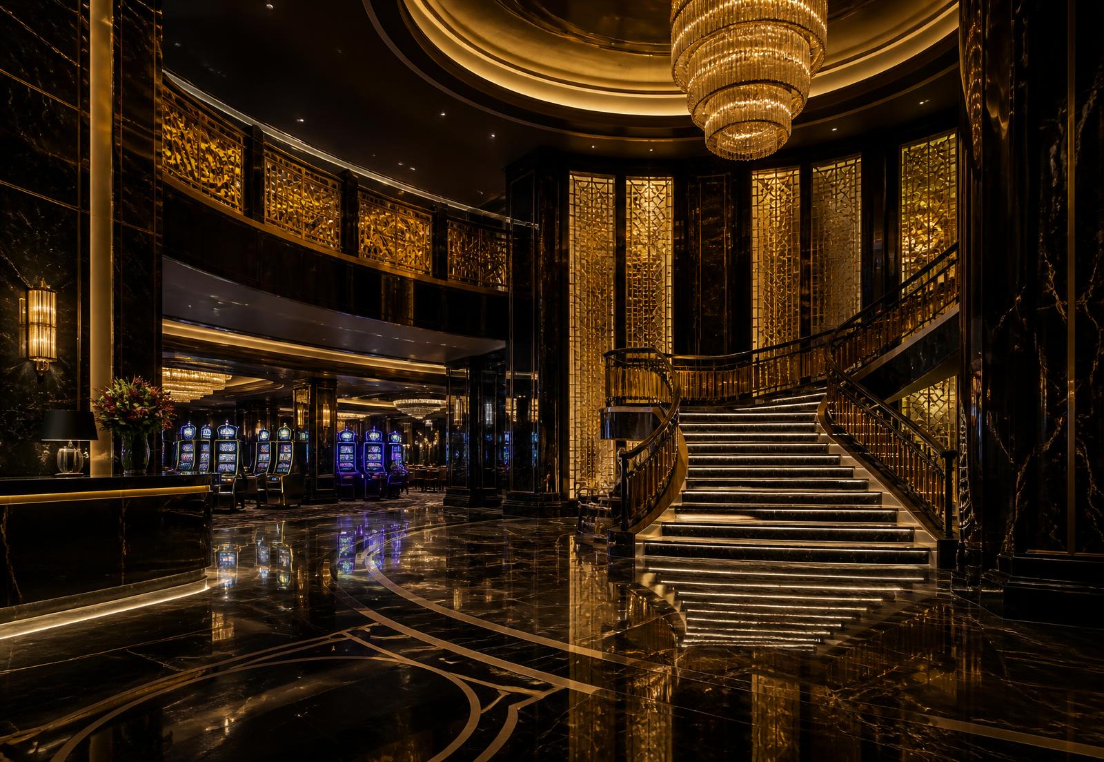 Atrium signature installation with layered cove lighting
